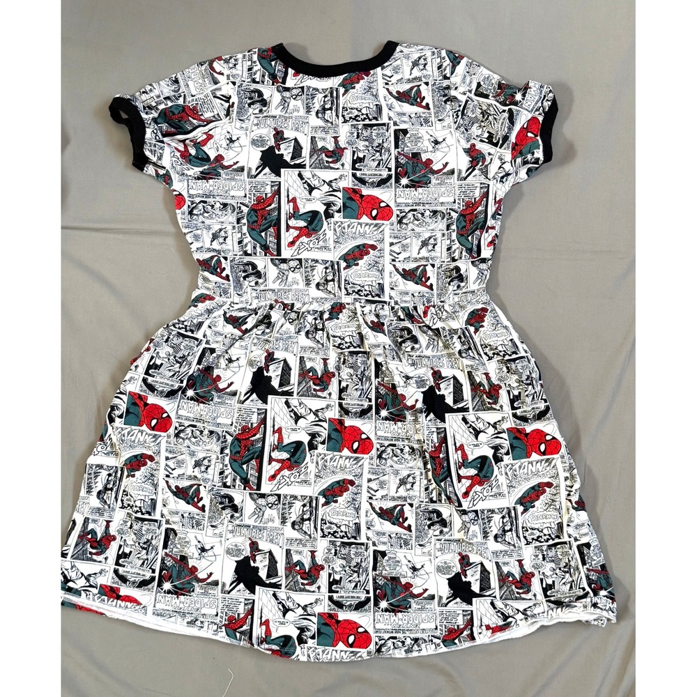Marvel Women's Spider-Man Comic Print Dress - Black & White with Red Accents - Picture 2 of 6